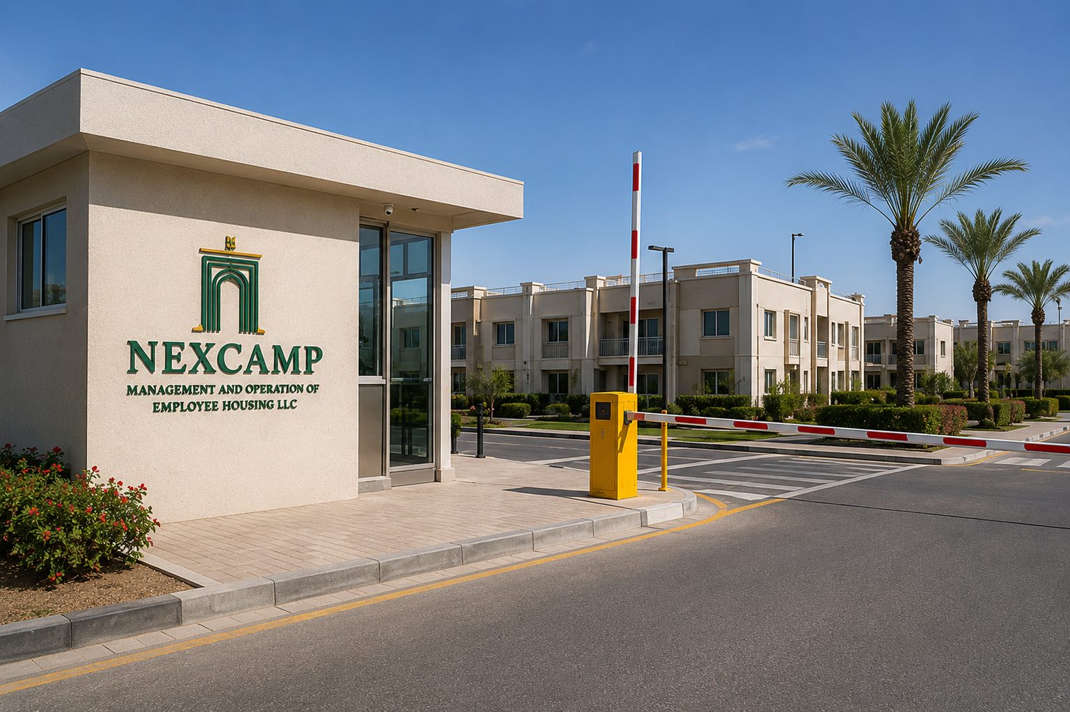 Nexcamp camp entrance and gatehouse